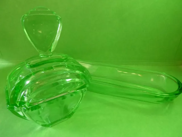 Alte Waschtisch Garnitur Frisiertisch 2 teilig Glas grün mit Handschliff TOP