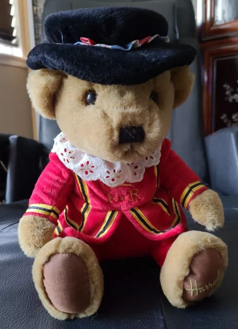 Harrods Knightsbridge Beefeater Plush Bear Red Velvet 10" - London Teddy Bear.