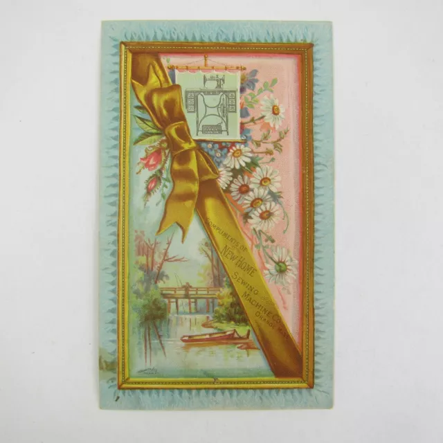 Victorian Trade Card New Home Sewing Machine Orange Massachusetts Antique 1880s