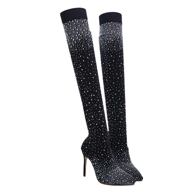 Bottes Scintillantes Pour Femmes Sur Les Au Genou Boîte De Nuit