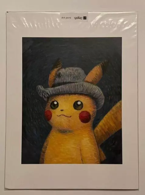 Pokemon Van Gogh Museum Exclusive Pikachu with Grey Felt Hat Art Print ✅✅