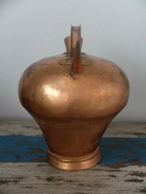 Unusual early to mid 20th century large copper rounded pouring can 2