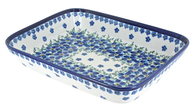 Blue Rose Polish Pottery Kalina Medium Rectangular Baker