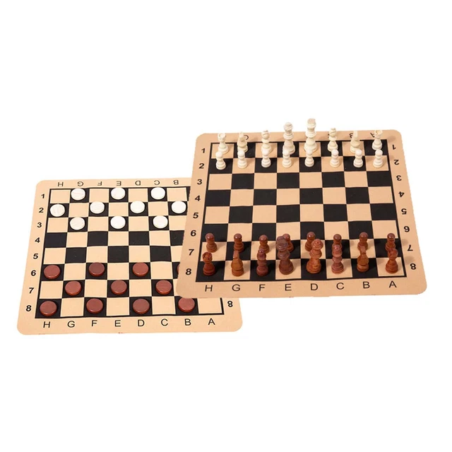 Jeu D'échecs Et De Dames Portables, Pièces D'échecs En Bois Avec Fond En
