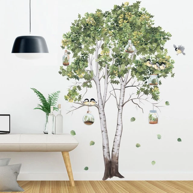 1PC Birch Tree Wall Stickers Nature Green Sticker Decals Living Room Decorations