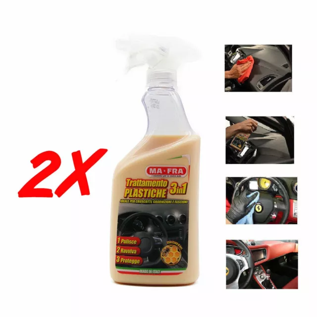 2X MAFRA TRATTAMENTO 3in1 LUCIDA PROTEGGE RAVVIVA PLASTICHE CRUSCOTTI AUTO