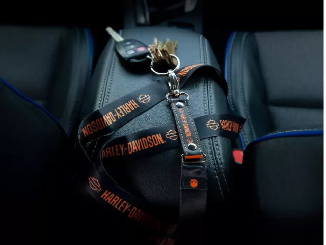 Harley-Davidson Schlüsselband Bar & Shield Lanyard schwarz orange
