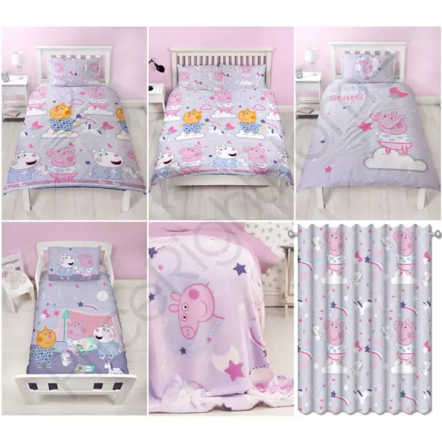 Peppa Pig Sleepy - Junior Single Double Duvet Cover Sets, Curtains, Blanket