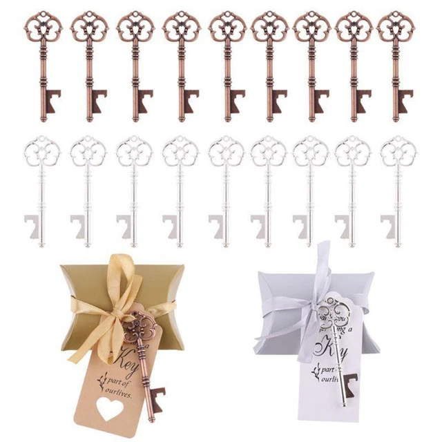 50 Sets Wedding Party Key Bottle Opener with Tag Paper Candy Bag Souvenir Gifts