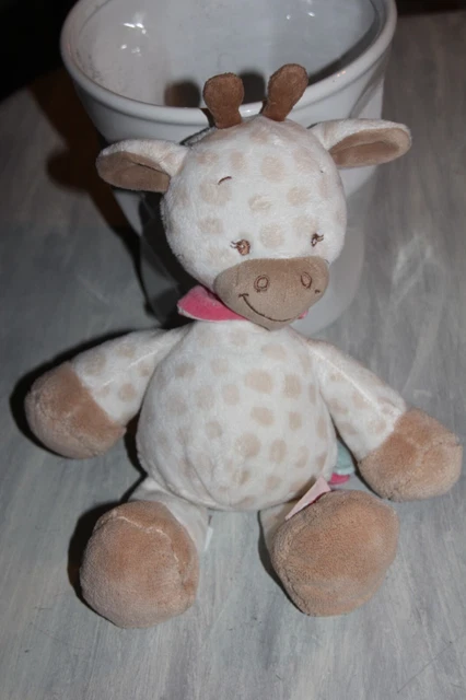 DOUDOU peluche NATTOU GIRAFE CHARLOTTE BLANC BEIGE MARRON ROSE 36 CM NEUF