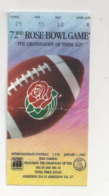 1986 UCLA vs Iowa Rose Bowl original college football ticket stub NCAA