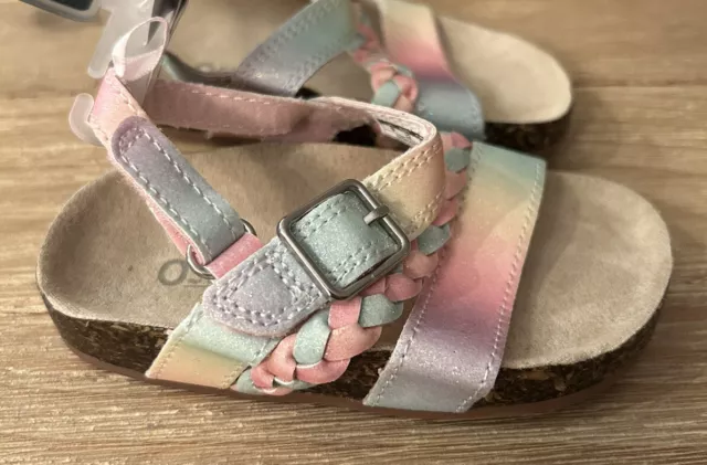 OshKosh Faith Girls' Infant-Toddler Sandal Multi Color Rainbow NEW 2019 SIZE 6 2