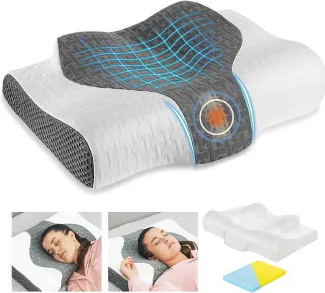 Cervical Memory Foam Pillow, 2 in 1 Contour Orthopedic Support Pillows for Neck