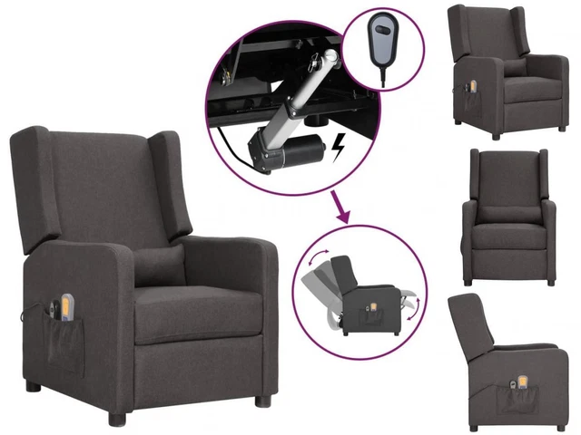 Elektrischer Massagesessel Dunkelgrau Stoff