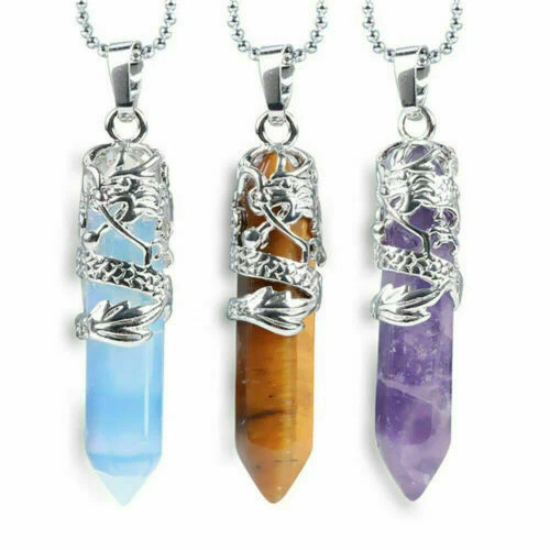 Hexagonal Natural Quartz Crystal Chakra Healing Point Pendant Necklace Jewelry