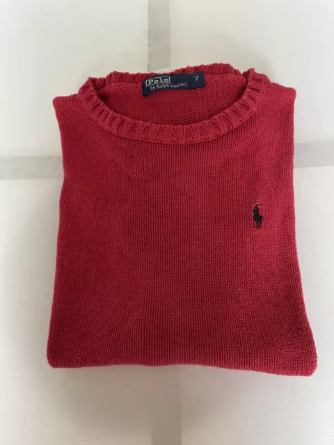 Maglione Ralph Lauren Polo bambini junior cotone rosso. Taglia 7