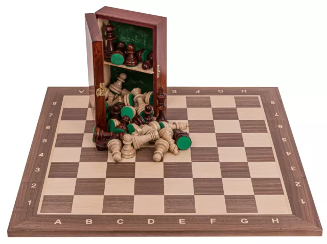 SQUARE - Pro Schach Set Nr. 6 - NUSS - Schachbrett + Schachfiguren Holz