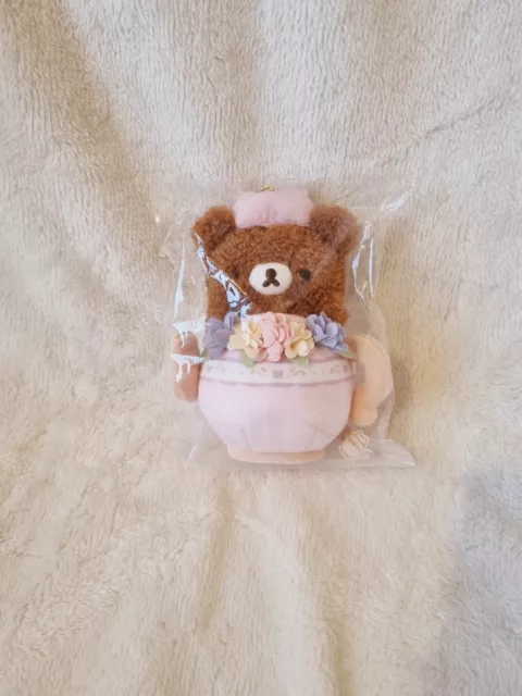 San-X Rilakkuma, Flower Tea Time Chairoikoguma Keychain Plush, 13cm