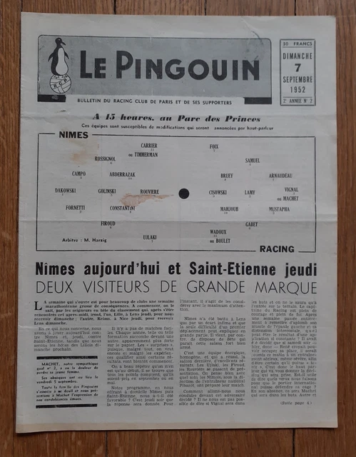 RACING CLUB DE PARIS v Arsenal (Friendly) 1957/1958 - Football RACING CLUB DE PARIS v Arsenal (Friendly) 1957/1958 - Football