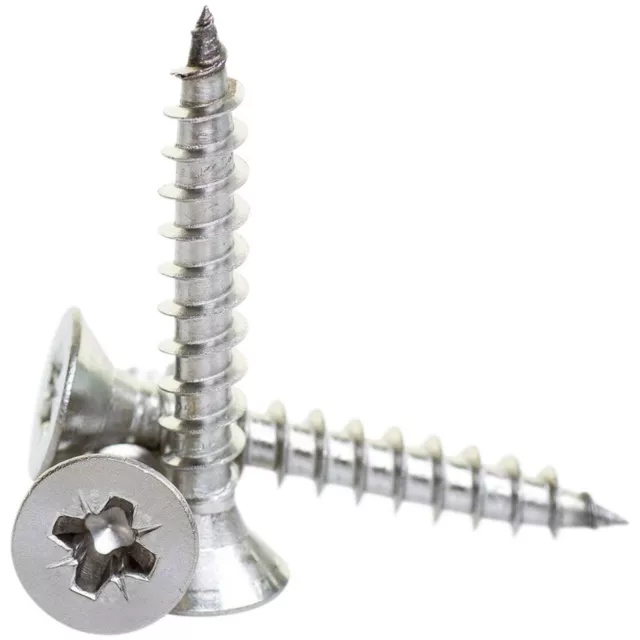 4g 6g 8g STAINLESS STEEL POZI COUNTERSUNK FULLY THREADED CHIPBOARD WOOD SCREWS