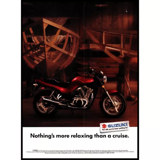 1991 Suzuki VX800 Motorcycle Vintage Print Ad Shipbuilding Workshop Wall Art