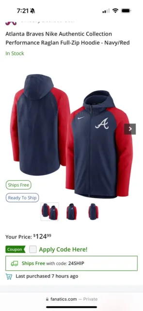 Atlanta Braves Nike Authentic Collection Practice Performance Pullover  Hoodie