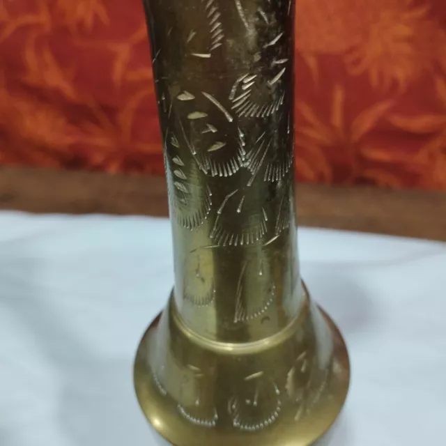 jarron antiguo de laton cincelado - soliflore altura 40cm 3