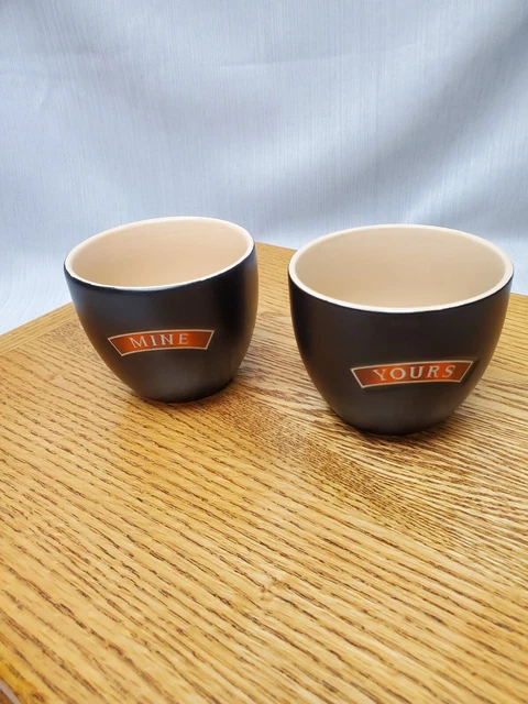 Baileys Irish Cream Mine and Yours Sipping Black Coffee Cups Mugs Set of 2