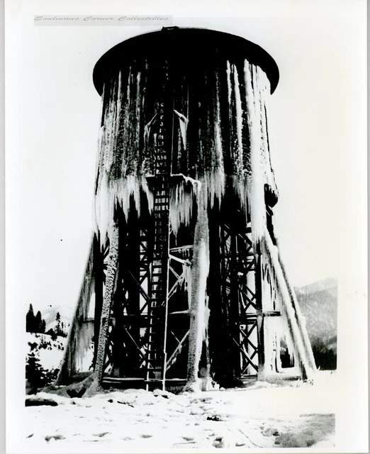 Great Vintage B&W Railroad Pictures 8x10 Frozen Water Tower Ready to Frame