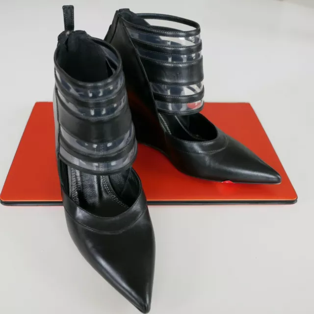 Derek Lam Meryl Black Leather Wedge Ankle Booties US 6. Retail at $850 Gorgeous