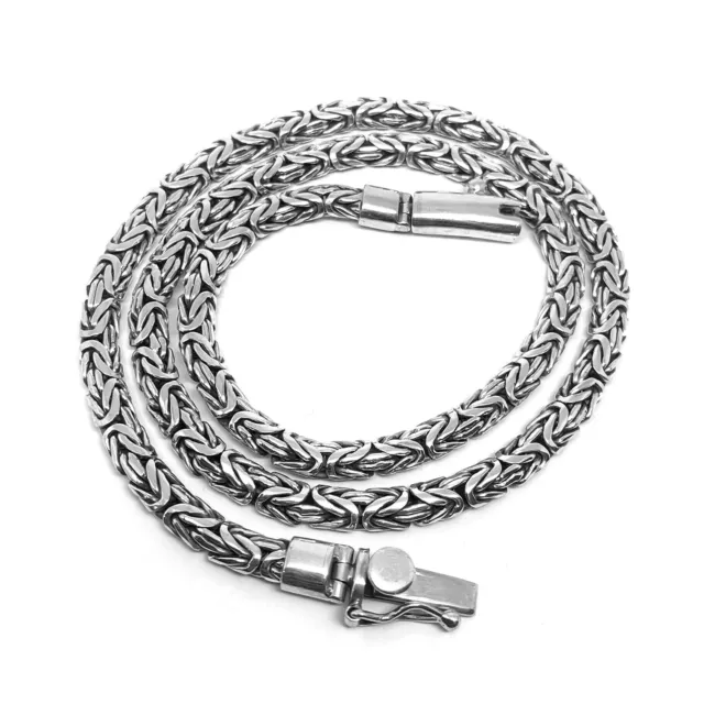 Mens Handmade Solid Sterling Silver BYZANTINE Chain Necklace 4mm 2