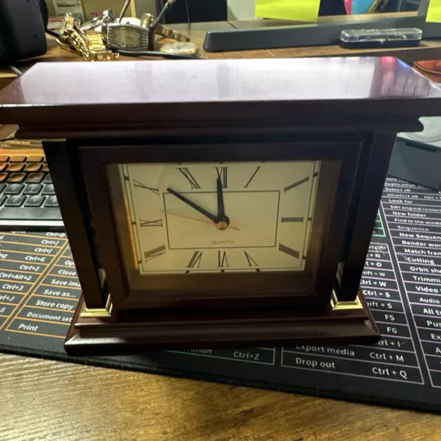 Vintage Bombay Company Rotating Mantel Clock with Picture Frame Wood