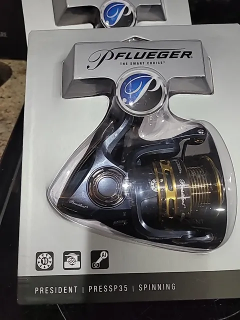 Pflueger President PRESSP35 Spinning Fishing Reel 5.2:1 10 BB Blue Gold FastShip