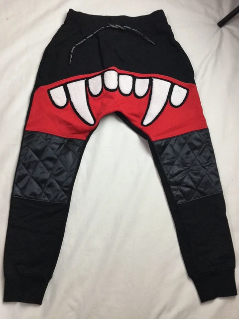 Devil Nut Black Sweats Childs Size 7/8 Y  Leg Cartoon Applique  New No Tags