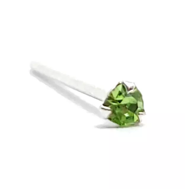 Perno de nariz Tiny Peridot Gemstone Tri Claw Set 22 g (0,6 mm) Plata 925 L...