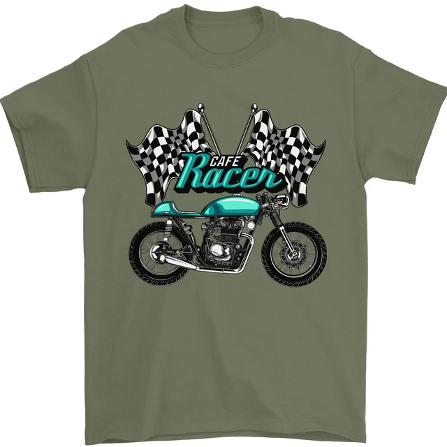 Cafe Racer Biker Motorcycle Motorbike Mens T-Shirt 100% Cotton