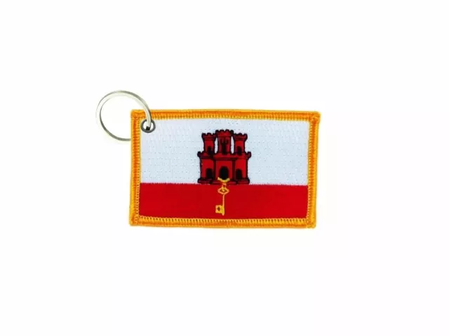 Keychain keyring embroidered embroidery patch double sided flag gibraltar
