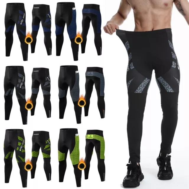 Herren Fahrradhose Thermo Radfahren Lange Winter MTB Fahrrad Laufhose mit 3D Gel