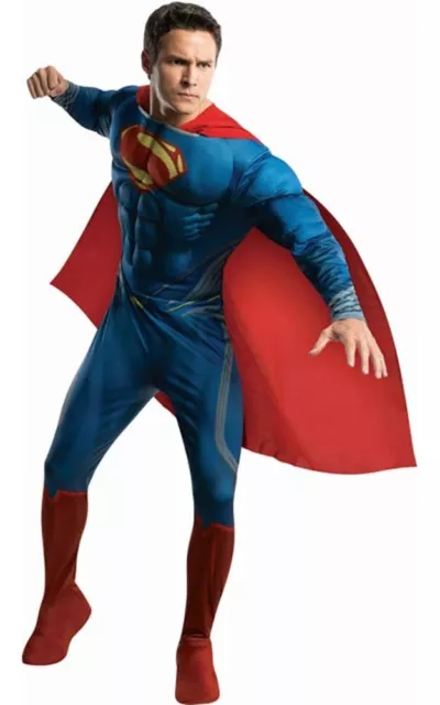 Licensed Man Of Steel Superman Deluxe Super Hero Adult Mens Fancy Dress Costume