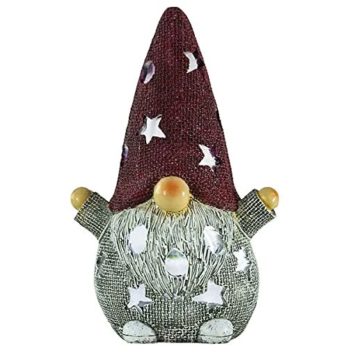 Jy.Cozy Garden Gnome Statue - Resin Dwarf Figurines Solar Led Lights Outdoor ...