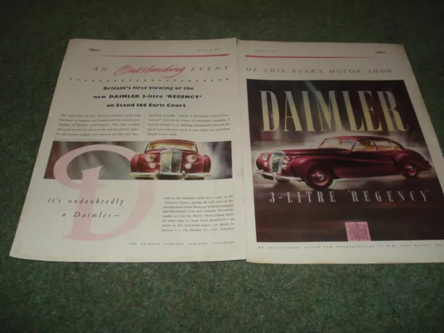 Daimler 3 Litre Regency Saloon Advert The Motor 10 October 1951