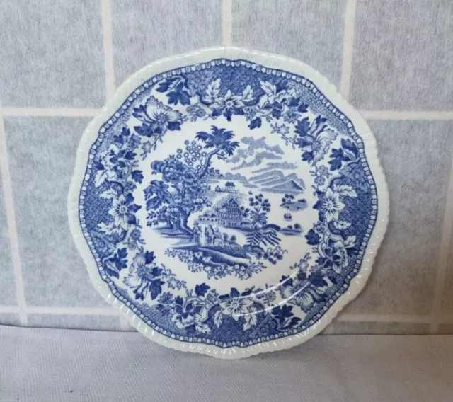 Seaforth Plate Woods Burslem Blue White English Vintage Pottery 17cm