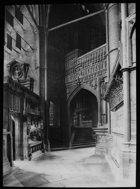 ANTIQUE Magic Lantern Slide WESTMINSTER ABBEY NORTH AMBULATORY C1910 PHOTO