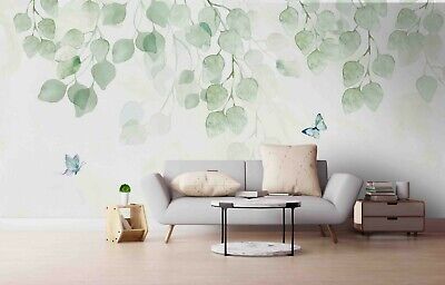 3D Watercolor Leaves Wallpaper Wall Mural Removable Self-adhesive Sticker