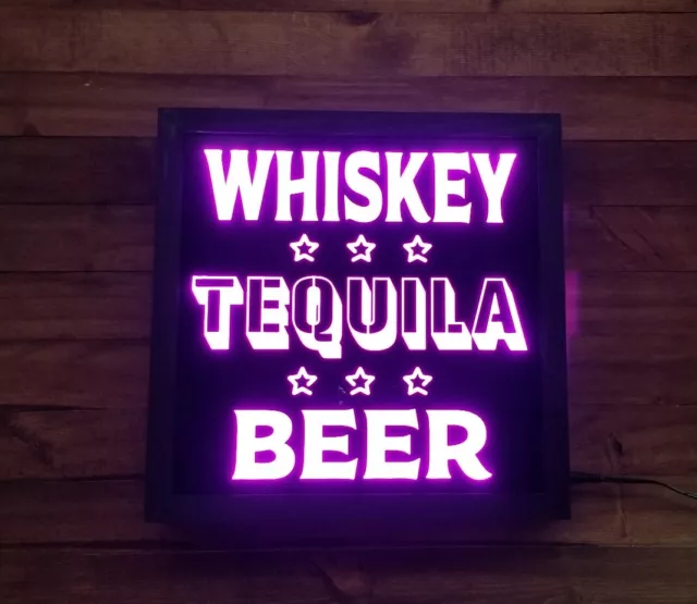 Custom Whiskey Tequila Beer LED Sign Personalized, Home bar pub Sign, Lighted 2