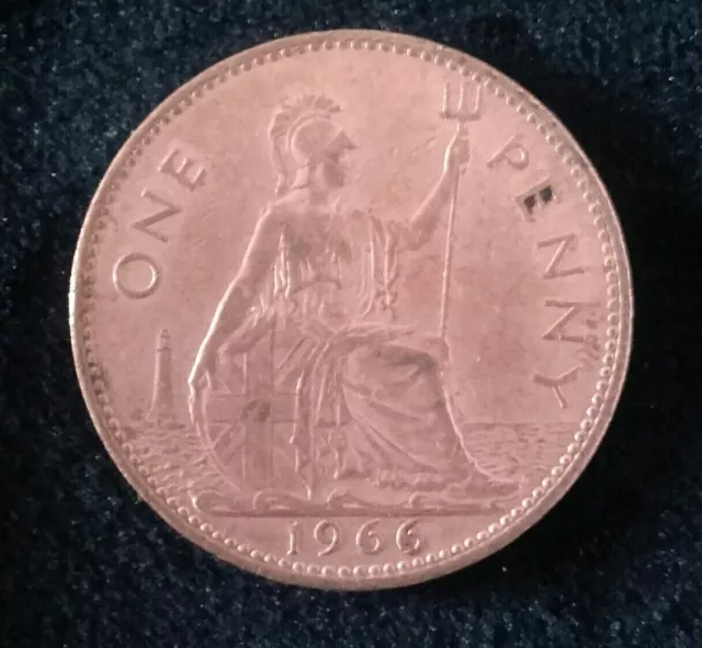 Genuine 1966 English Penny Coin (birthday, anniversary gift)