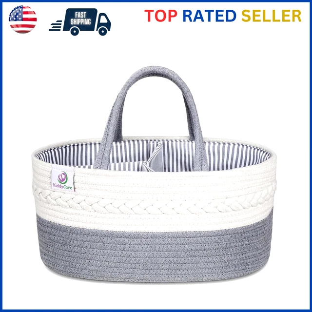 KiddyCare Baby Diaper Caddy Organizer - Stylish Rope Nursery Storage Bin