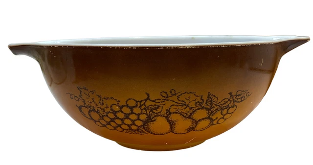 Vintage Pyrex Cinderella Brown Old Orchard Nesting Mixing Bowl #403 2 1/2 Qt Vintage Pyrex Cinderella Brown Old Orchard Nesting Mixing Bowl #403 2 1/2 Qt