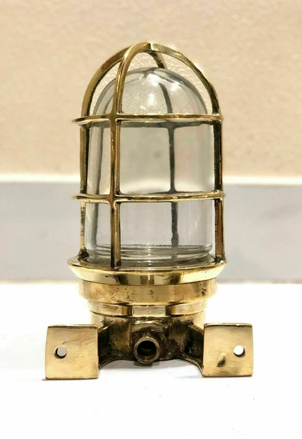 Old Antique Ship Salvage Brass Nautical Passageway Bulkhead Wall Art Decor Light
