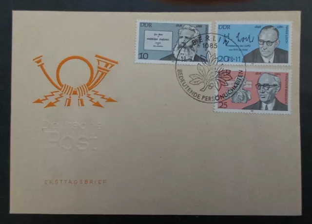 1978 Germany (DDR) Personalitites FDC ties 3 Stamps cd Berlin